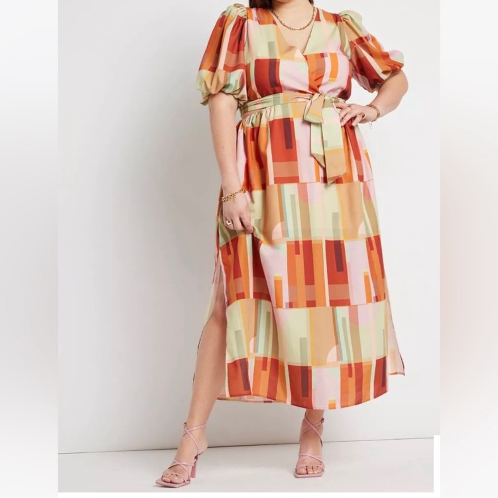 NWT Geometric Print Midi Dress with Cutouts
